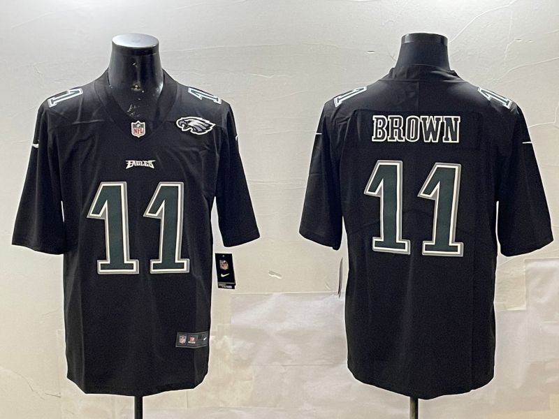 Men Philadelphia Eagles #11 Brown Black 2025 Nike Vapor Limited NFL Jersey style 34